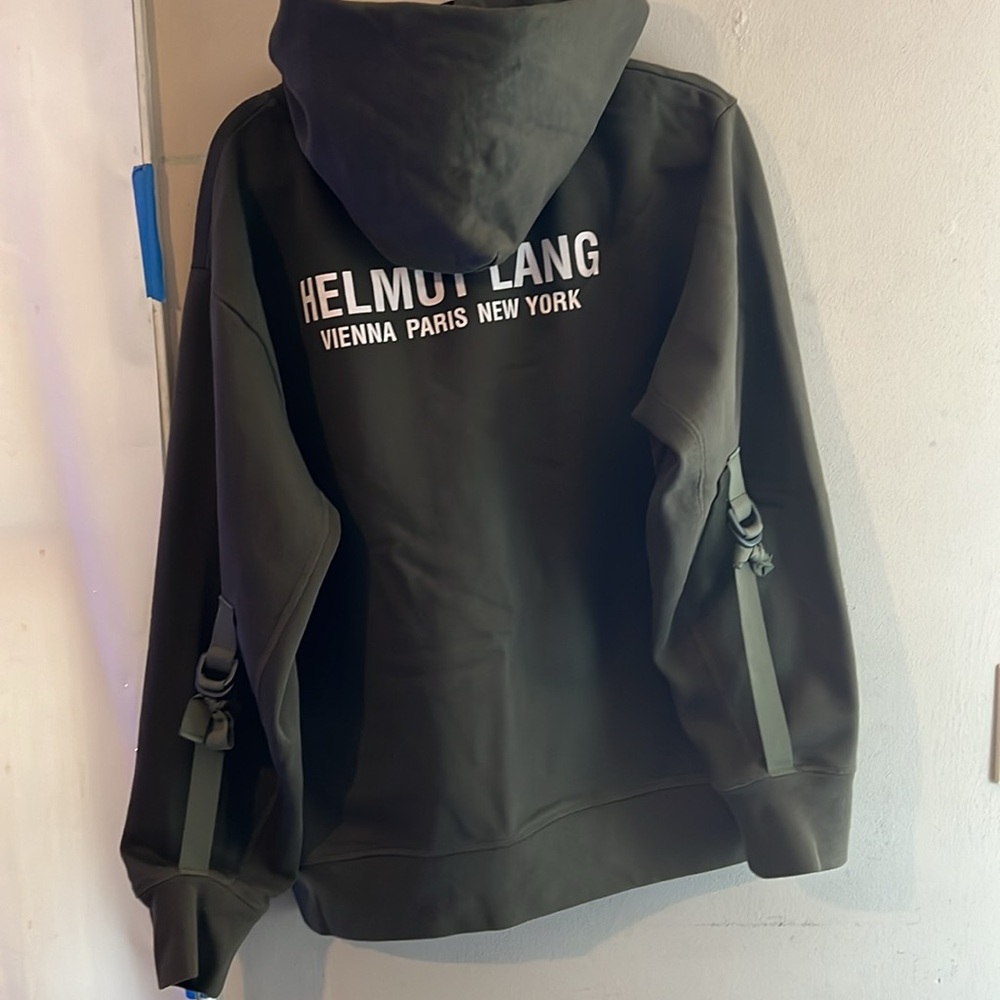 HELMUT LANG MILITARY STRAP HOODIE SIZE XL MILITARY GREEN COLOR